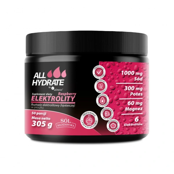 ALLHydrate by Aliness Elektrolity Raspberry 305 g 50 porcji