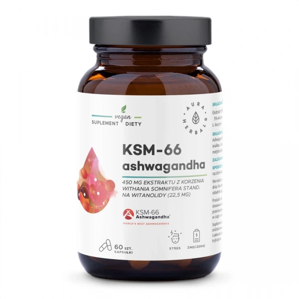 Aura Herbals Ashwagandha KSM-66 450 mg 60 kapsułek