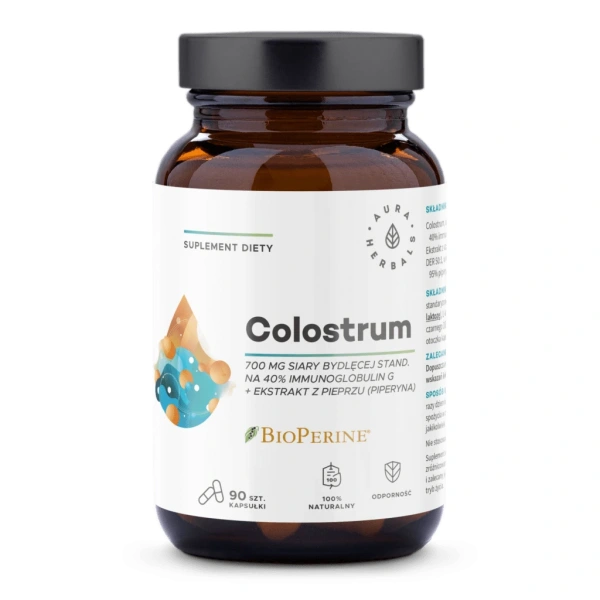 Aura Herbals Colostrum 700 mg + BioPerine 90 kapsułek