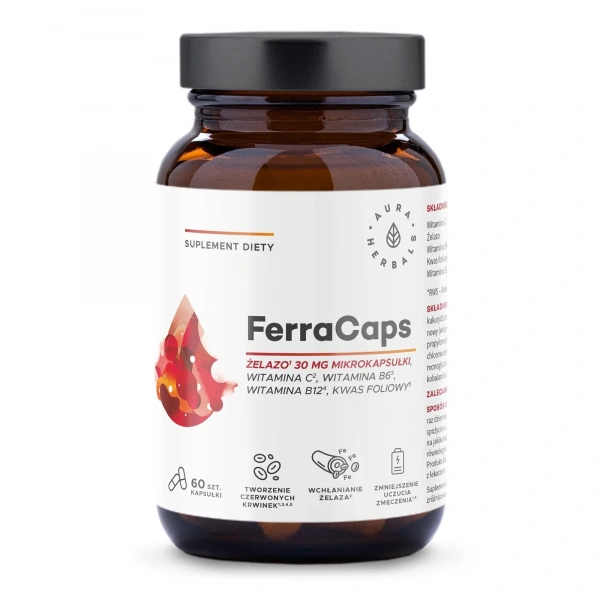 AURA HERBALS FerraCaps Żelazo 30 mg (60 kaps.)