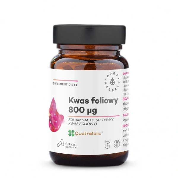 Aura Herbals Kwas foliowy 800 μq Quatrefolic 60 kapsułek