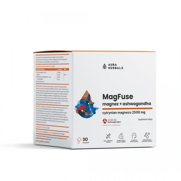 AURA HERBALS MagFuse: magnesium + ashwagandha, sachets 30 pcs.