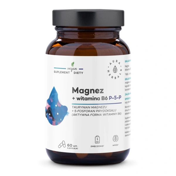 Aura Herbals Magnez + Witamina B6 (P-5-P) 60 kapsułek