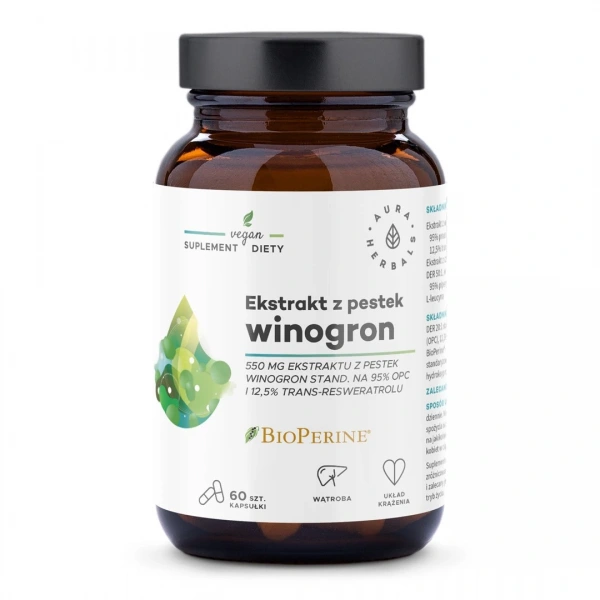Aura Herbals Ekstrakt z pestek winogron OPC 550 mg 60 kapsułek