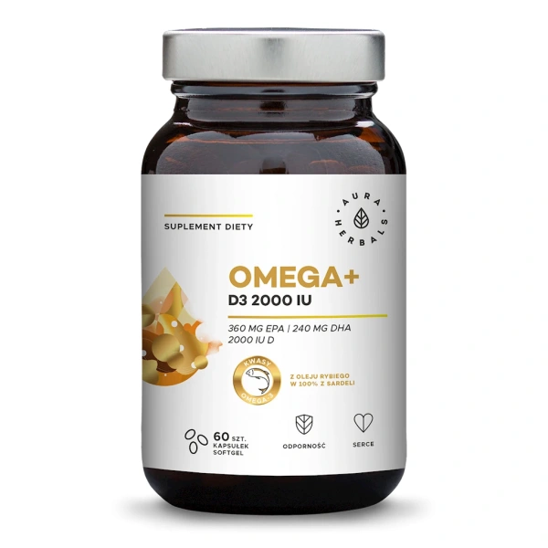Aura Herbals Omega+ Witamina D3 2000 IU 60 kapsułek
