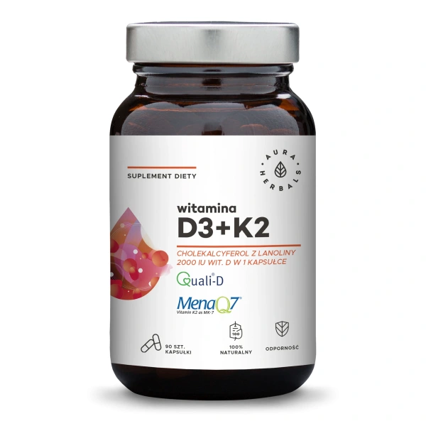 Aura Herbals Witamina D3 2000 IU + K2 90 kapsułek