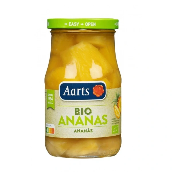 Aarts ananas kawałki w lekkim syropie bio 350 g (190 g) (słoik)