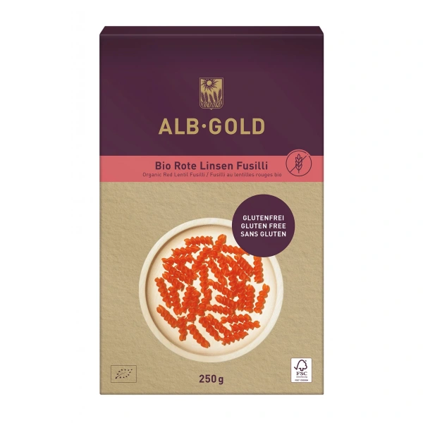 Alb gold makaron proteinowy (z soczewicy czerwonej) świderki bezglutenowy bio 250 g