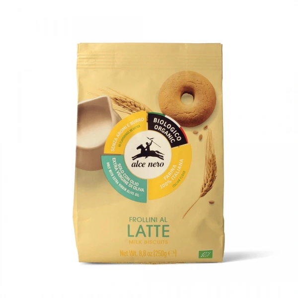 Alce nero ciastka mleczne z oliwą z oliwek extra virgin (14 %) bio 250 g