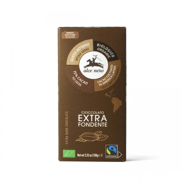 Alce nero czekolada gorzka 75 % fair trade bezglutenowa bio 100 g