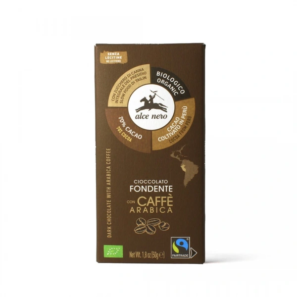 Alce nero czekolada gorzka z kawą fair trade bezglutenowa bio 50 g