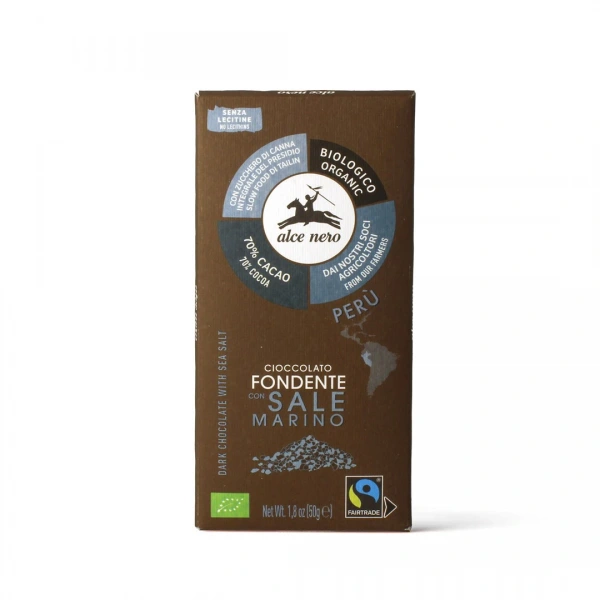 Alce nero czekolada gorzka z solą morską bezglutenowa fair trade bio 50 g