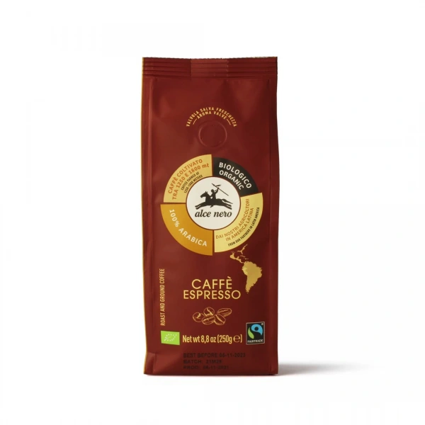 Alce nero kawa mielona arabica 100 % espresso fair trade górska bio 250 g