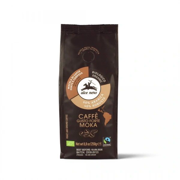 Alce nero kawa mielona arabica/robusta strong fair trade bio 250 g