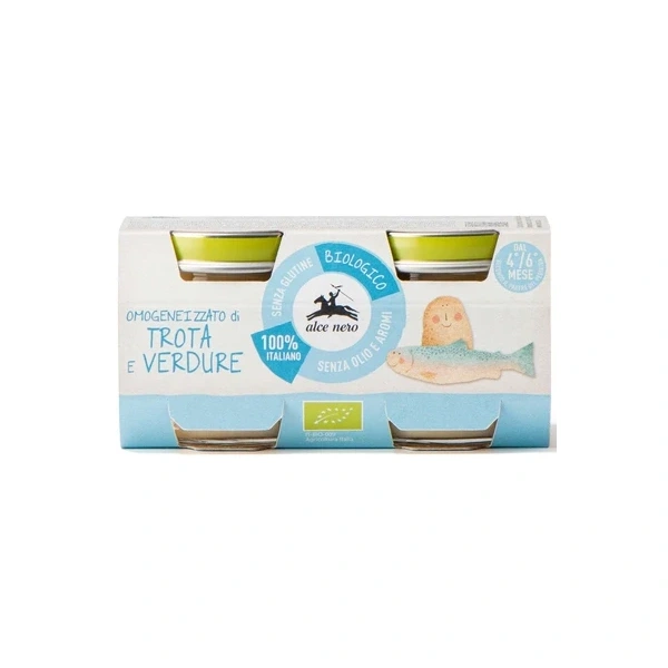 Alce nero mięso pstrąga z warzywami bezglutenowe od 4 miesiąca bio (2 x 80 g) 160 g