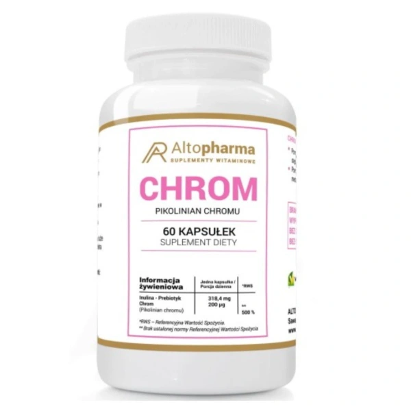 Altopharma Chrom Pikolinian Chromu 200 µg + Prebiotyk Vege 60 kapsułek