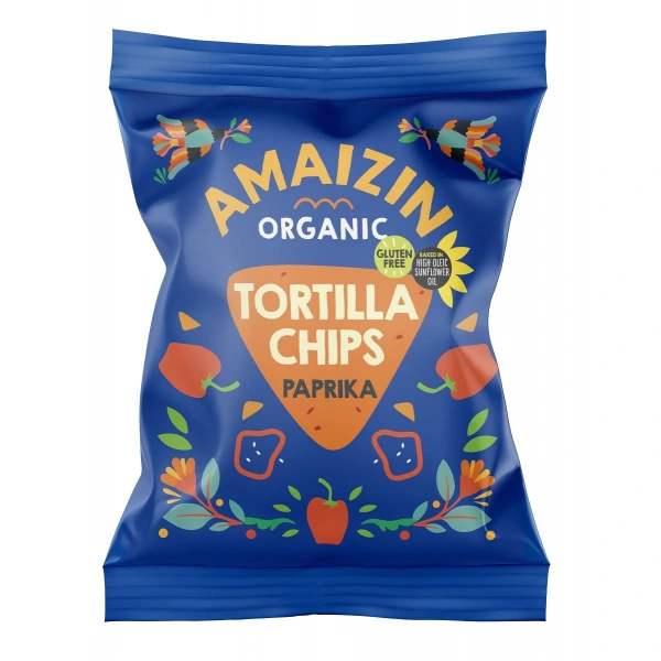 Amaizin chipsy tortilla kukurydziane paprykowe bezglutenowe bio 75 g