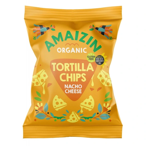 Amaizin chipsy tortilla kukurydziane serowe bezglutenowe bio 150 g
