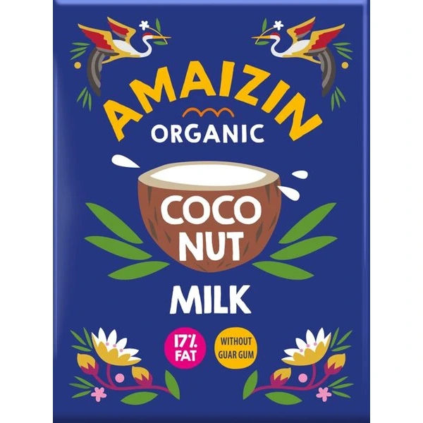 Amaizin coconut milk  napój kokosowy bez gumy guar (17 % tłuszczu) bio 200 ml (karton)