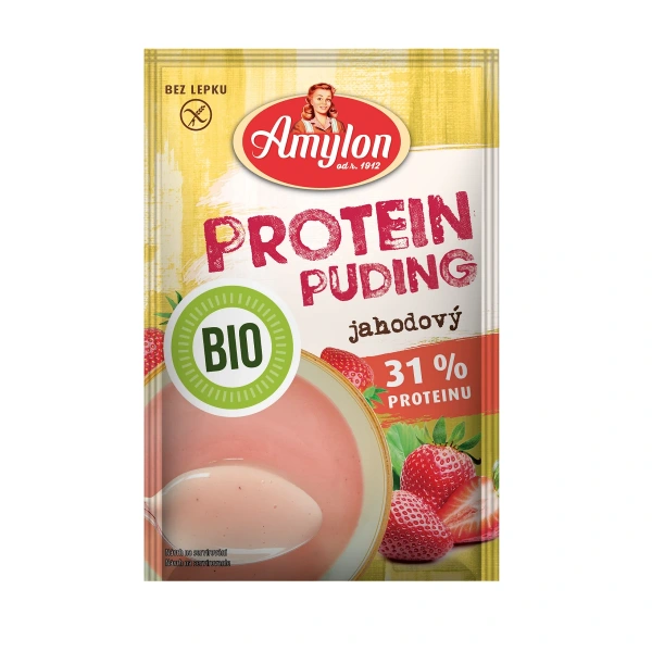 Amylon budyń proteinowy truskawkowy bez dodatku cukrów bezglutenowy bio 45 g