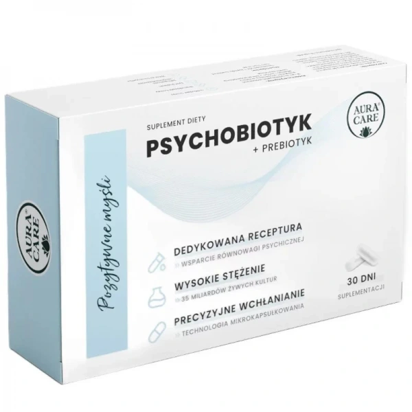 Aura Care Pozytywne myśli Psychobiotyk + Prebiotyk 35 mld CFU 30 kapsułek