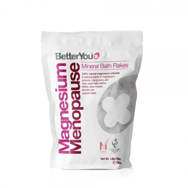 BETTERYOU Magnesium Menopause Bath Flakes - Płatki Magnezowe do kąpieli podczas menopauzy (750 g)
