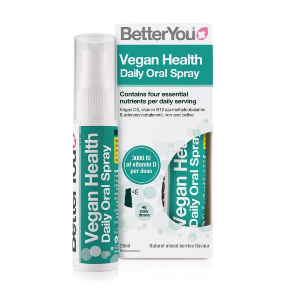 BetterYou Vegan health Oral Spray Witamina D3, B12, Żelazo, Jod w sprayu 25ml