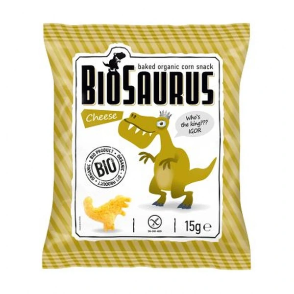 BIOSAURUS Chrupki kukurydziane Dinozaury o smaku serowym BEZGL. BIO 15 g