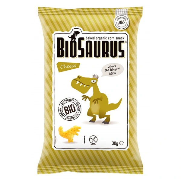 BIOSAURUS Chrupki kukurydziane Dinozaury o smaku serowym BEZGL. BIO 30 g