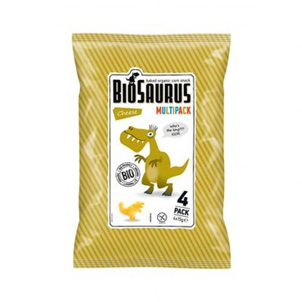 BIOSAURUS Chrupki kukurydziane Dinozaury o smaku serowym BEZGL. BIO 4x15 g