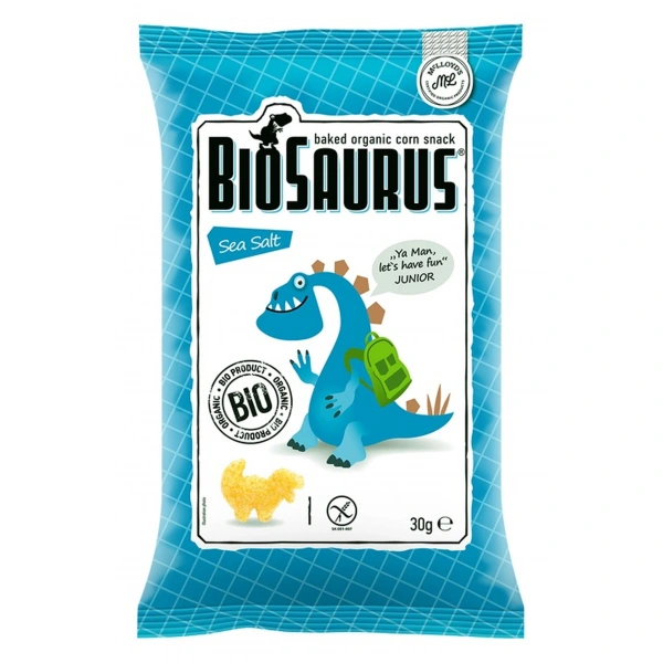 BIOSAURUS Chrupki kukurydziane Dinozaury z solą morską BEZGL. BIO 30 g
