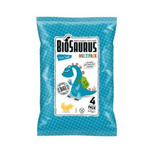BIOSAURUS Chrupki kukurydziane Dinozaury z solą morską BEZGL. BIO 4x15 g