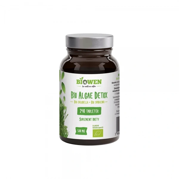 Biowen BIO Algae Detox chlorella spirulina 500 mg 240 tabletek