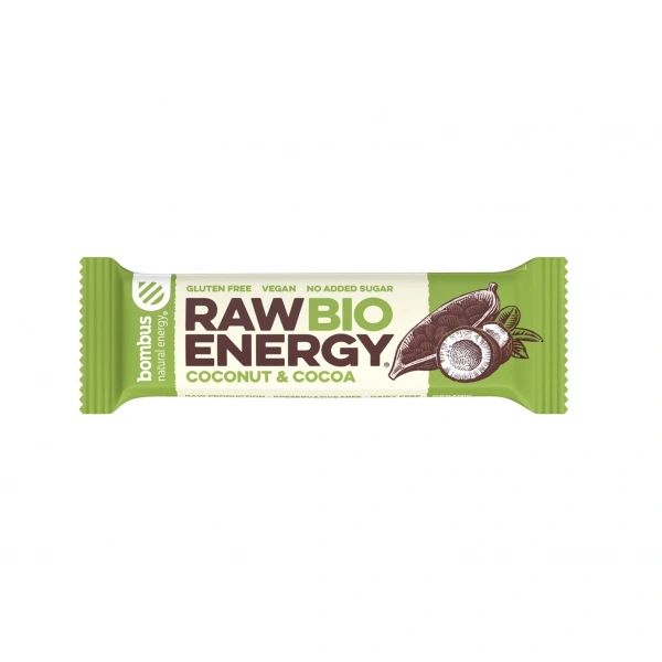 BOMBUS BIO Baton RAW ENERGY BIO kokos-kakao BEZGL. BIO 50 g