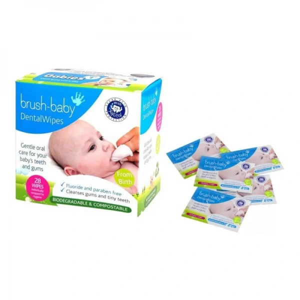 BRUSH-BABY DentalWipes chusteczki do czyszczenia dziąseł i zębów 28 sztuk