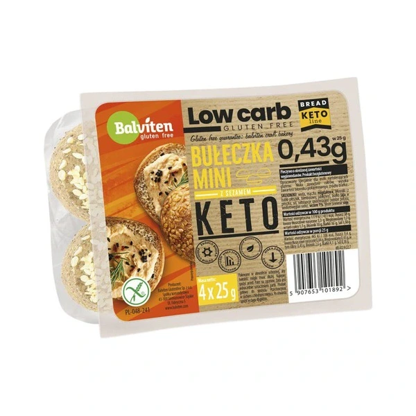 Balviten Bułeczki Mini z Sezamem KETO Bezglutenowe (4 x 25 g) 100 g
