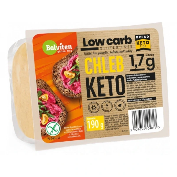 Balviten chleb krojony keto o obniżonej ilości węglowodanów bezglutenowy 190 g