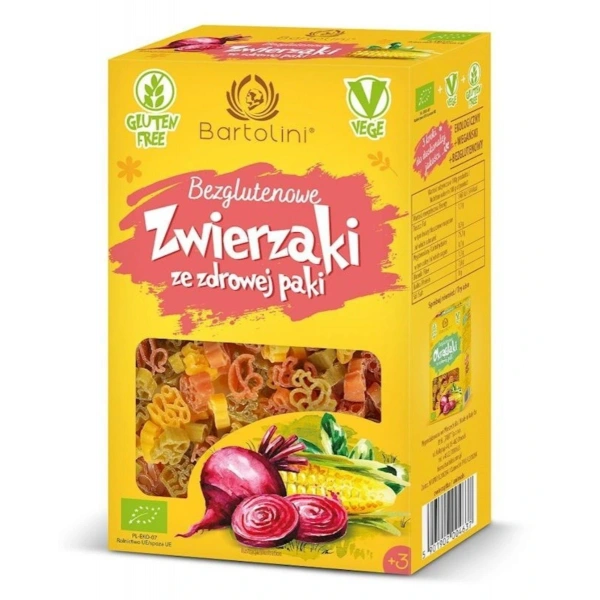 Bartolini Makaron Kukurydziany Warzywami Dla Dzieci Zwierzaki BIO 250 g