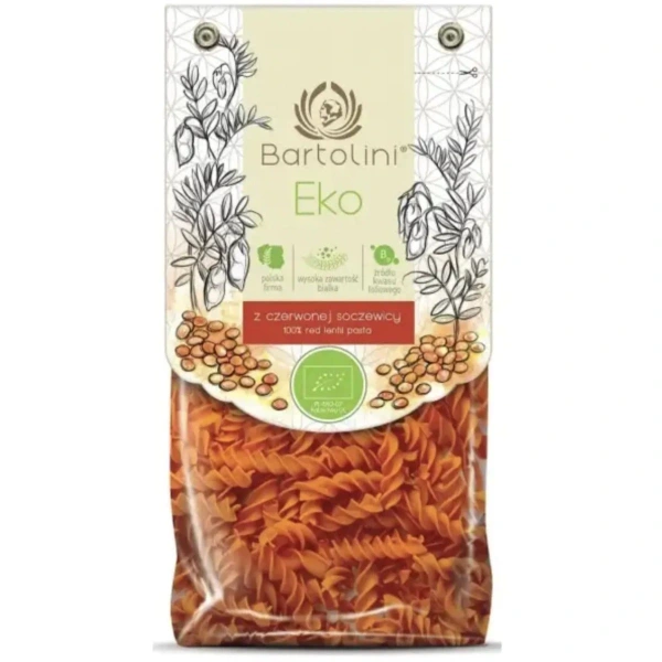 Bartolini Makaron Proteinowy Z Soczewicy Czerwonej Świderki BIO 250 g