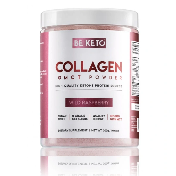 BeKeto Keto Kolagen z olejem MCT o smaku malinowym 300g