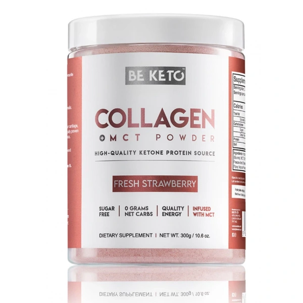 BeKeto Keto Kolagen z olejem MCT o smaku truskawkowym 300g