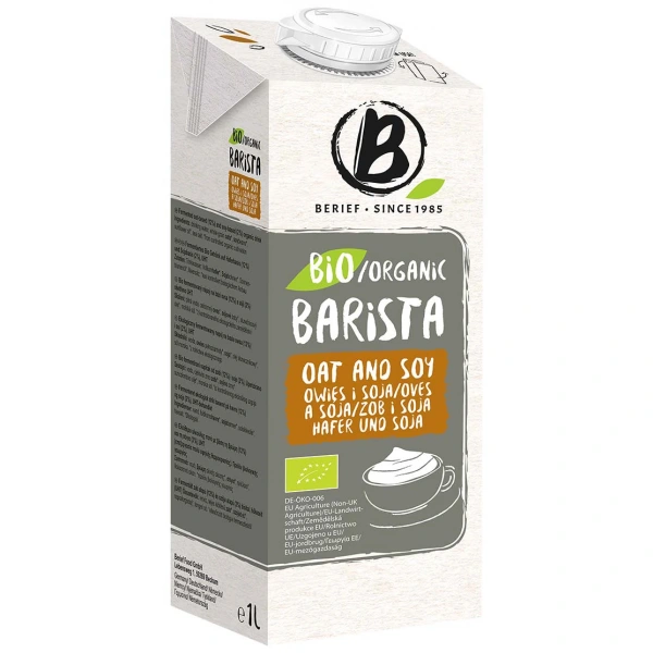 Berief napój owsiano  sojowy barista bez dodatku cukrów bio 1 l
