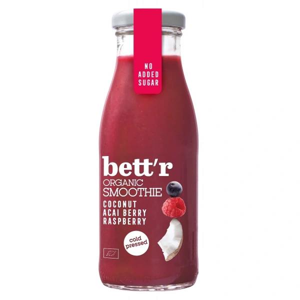 Bett'r smoothie malina  jagoda acai  kokos tłoczone na zimno bio 250 ml