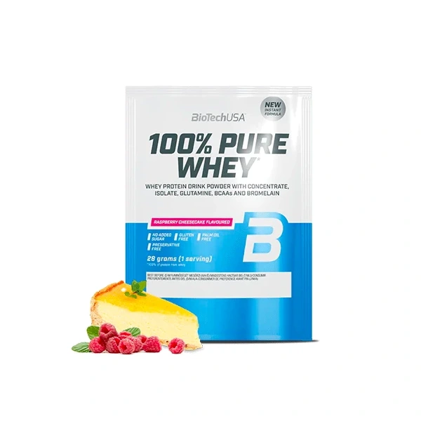 BioTech USA 100% Pure Whey 28g raspberry cheesecake