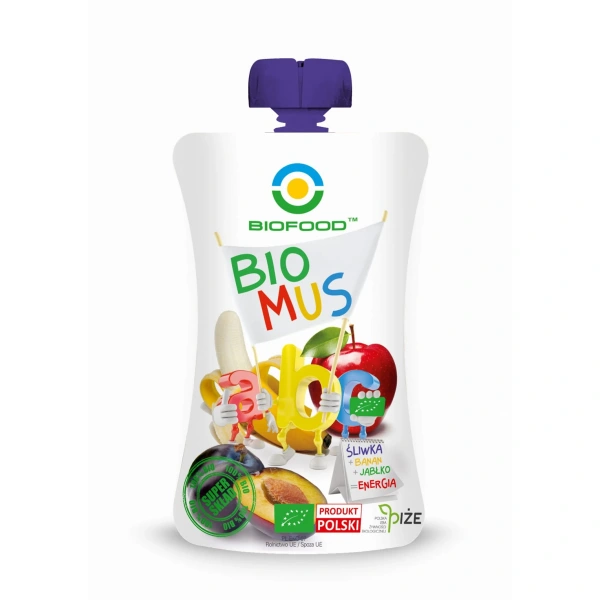 Bio food mus śliwkowo  bananowo  jabłkowy bezglutenowy bio 90 g