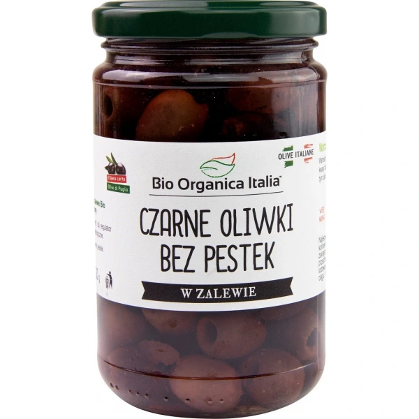 Bio organica italia oliwki czarne bez pestek w zalewie bio 280 g (160 g) (słoik)