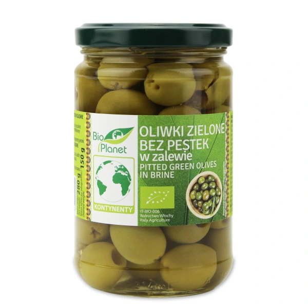 Bio planet oliwki zielone bez pestek w zalewie bio 280 g (150 g)