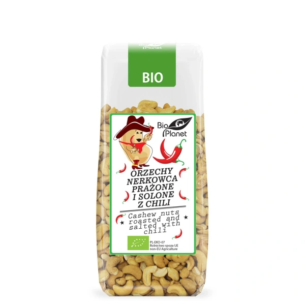 Bio planet orzechy nerkowca prażone i solone z chili bio 100 g