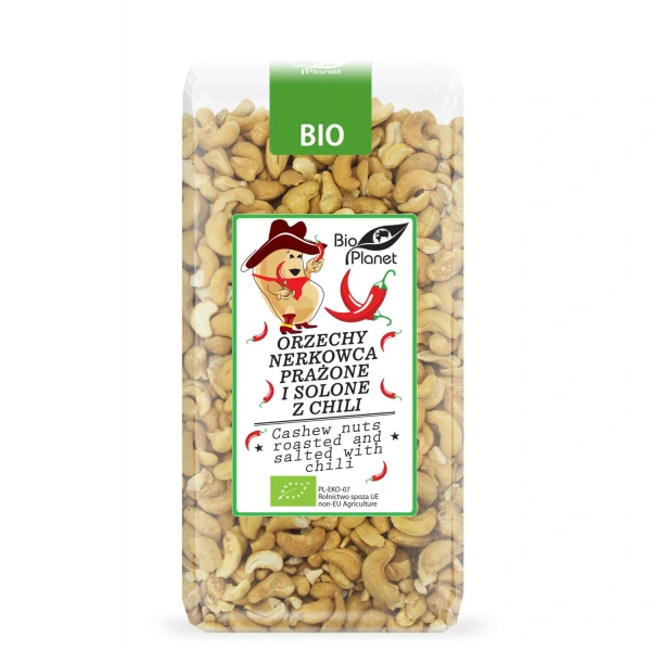 Bio planet orzechy nerkowca prażone i solone z chili bio 350 g