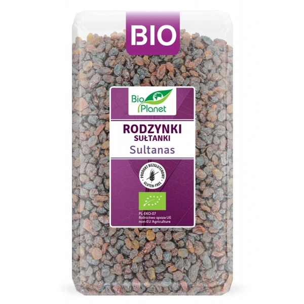 Bio planet rodzynki sułtanki bezglutenowe bio 1 kg